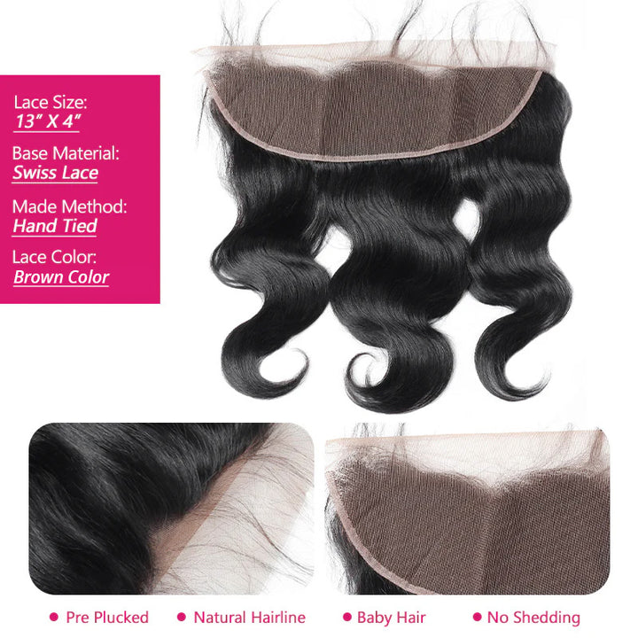 13X4 Brown Lace Frontal Hair Closure Features Pre-Plucked Natural Hairline
