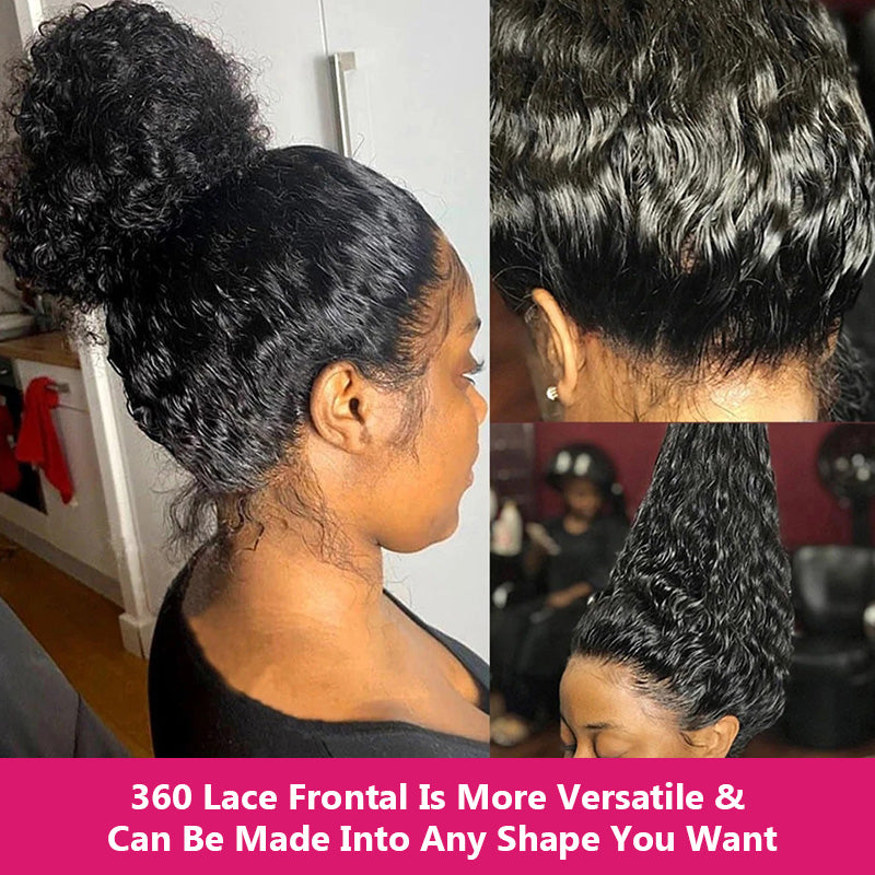 Virgin Brazilian Hair Deep Wave Hair 2 Bundles With 360 Lace Frontal