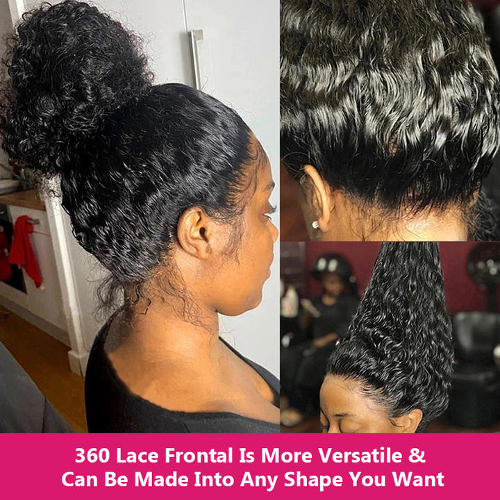 Virgin Brazilian Hair Deep Wave Hair 2 Bundles With 360 Lace Frontal