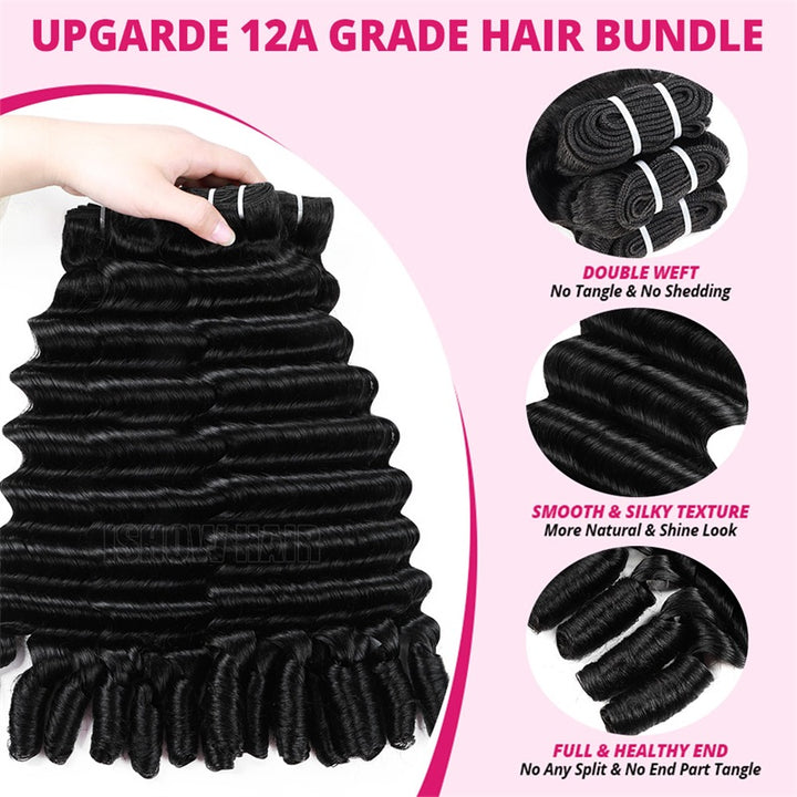 12A Grade Burmese Deep Curly Hair Bundles Feature With Double Weft,Full End And Smooth Texture