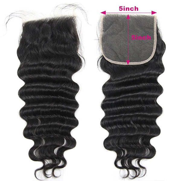 Ishow Hair Brazilian Loose Deep Wave 5x5 Lace Closure 1 Piece Human Hair Closure