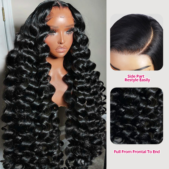 Lace Frontal Wig With Side Part And Full Frontal To End Features Displayed On A Mannequin Head.