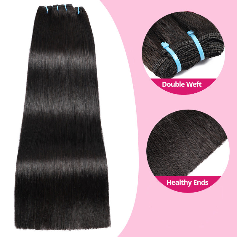 Showing Details Of Silky Straight Hair Bundles, Healthy End & Doudle Weft
