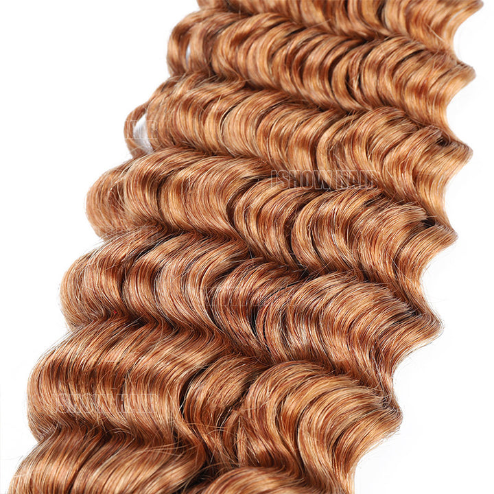 Light Brown Deep Wave Hair Extensions Bundles for Braiding, Soft and Shiny Texture