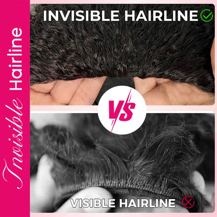 Comparison of invisible and visible hairline with text and logo.