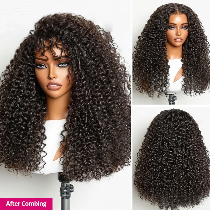 Collage Of A Burmese Curly Wig After Combing On A Mannequin Head With Close-Up Views.