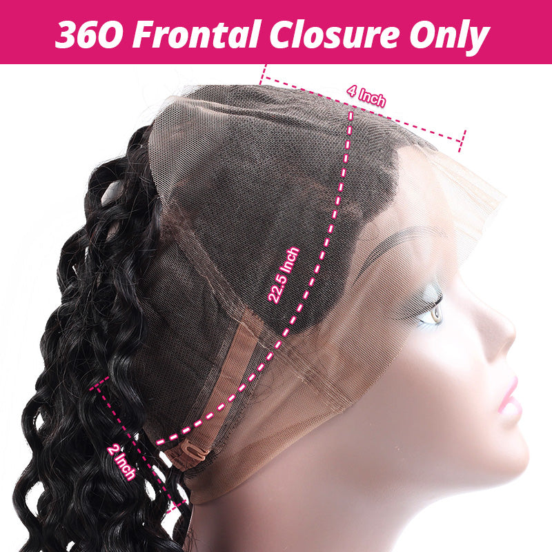 Virgin Brazilian Hair Deep Wave Hair 2 Bundles With 360 Lace Frontal