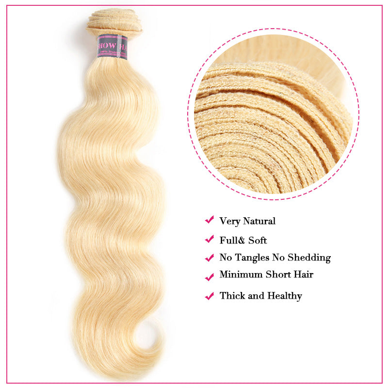 613 Blonde Body Wave Human Hair Bundles for Styling and Extensions