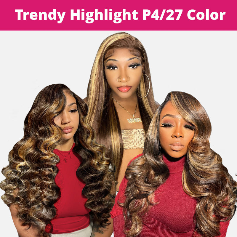 Three Models Showing P4/27 Highlight Color Parting Max Wig