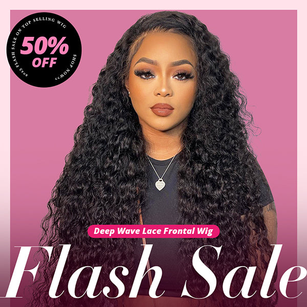 Ishow Flash Sale Deep Wave Lace Front Wigs Human Hair Wigs 50% Off