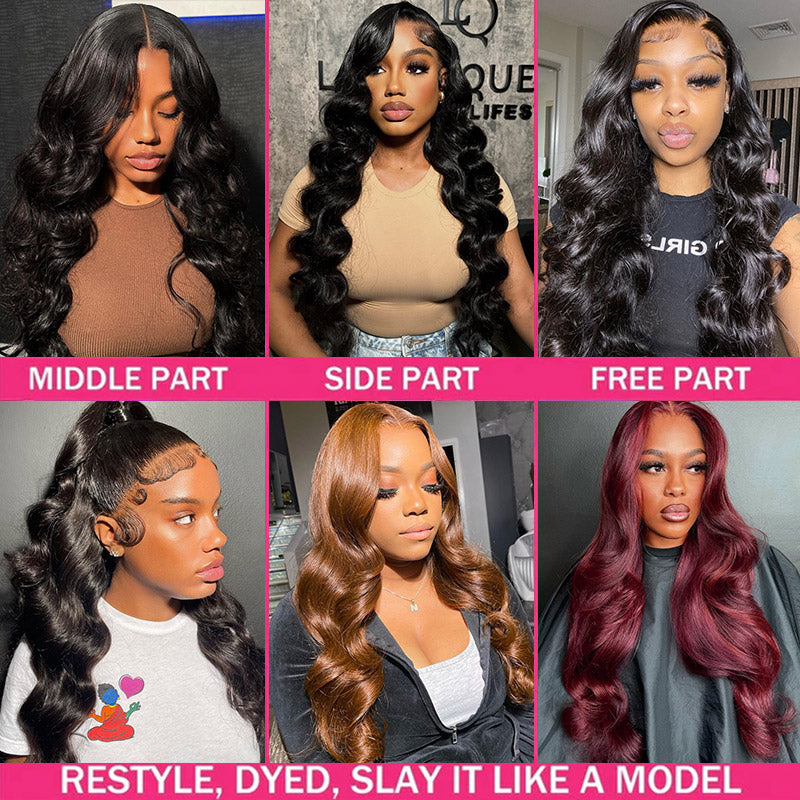 Collage of Models With Brazilian Body Wave Wigs in Various Styles and Colors