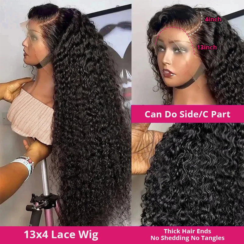 Deep Curly 13x4 Lace Front Wig HD Human Hair Lace Wigs Indian Hair Wigs With Baby Hair
