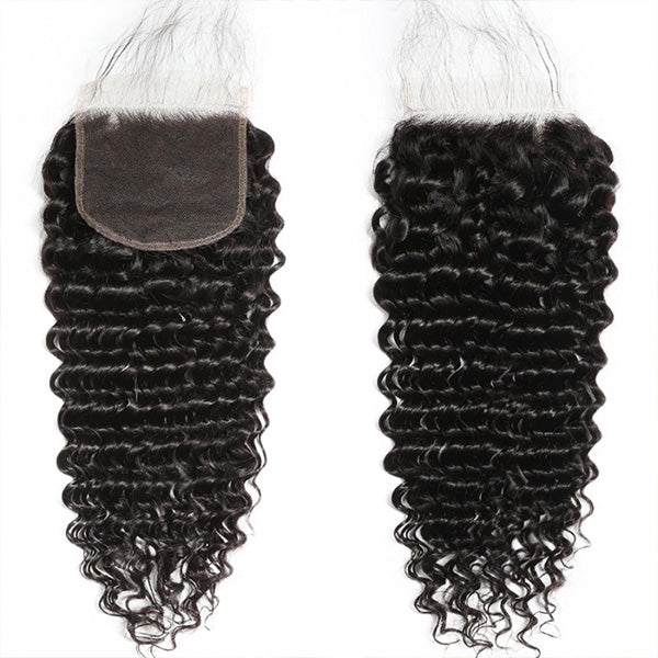 Ishow Hair Deep Wave 4 Bundles With 5x5 Closure Peruvian Virgin Human Hair Weaves With Closure