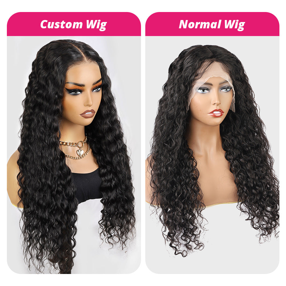 [Salon Quality] Ready To Wear Custom Wig Water Wave Pre-Plucked Human Hair Wigs Pre Cut HD Lace Frontal Wig