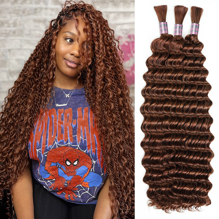 Elevate Your Style with 15A Grade Premium Human Hair in Vibrant 30# Color– The Ultimate Bulk Hair for Show-Stopping Looks.