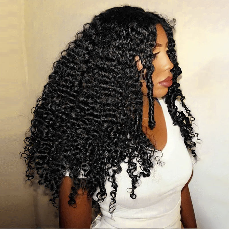 Woman with burmese curly hair against a natural background, healthy and curly ends