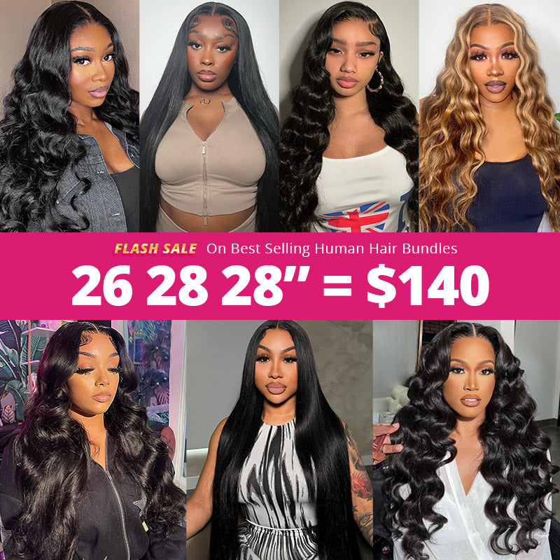 【Flash Sale】26 28 28"=$140 Only For Ishow Best Selling Body Wave/Loose Wave/Straight Human Hair Bundles With Closure