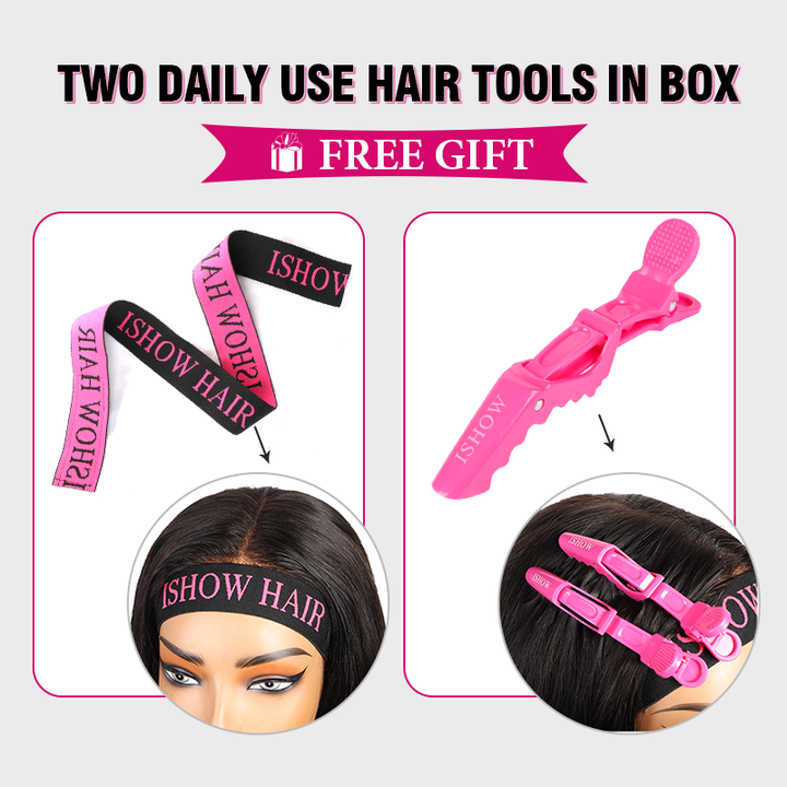 Hair Tools Set With 'Ishow Hair' Branding, Including Clips And A Headband