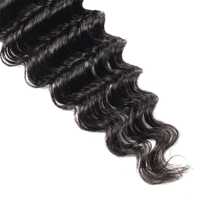 Natural Black Deep Wave Hair Bundle With Soft, Shiny Curls