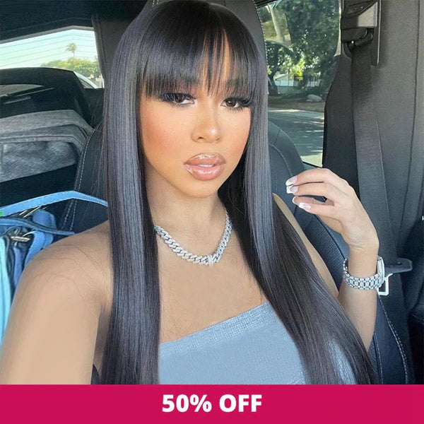 Ishow Flash Sale Ready To Wear Straight Human Hair Wig With Bangs