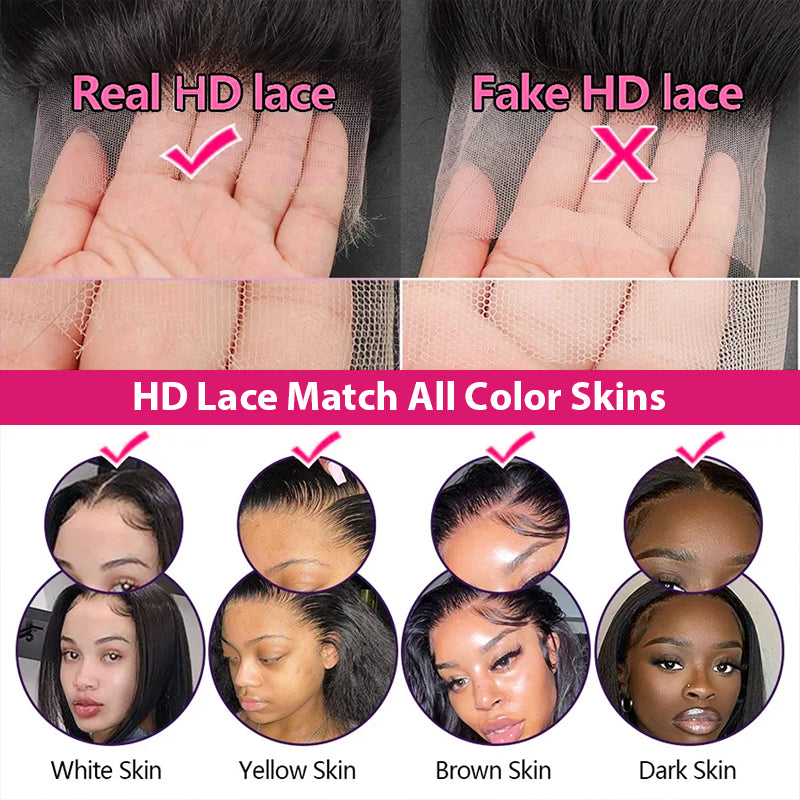 Comparison of Transparent and HD Lace Showing Seamless Scalp Blending for All Skin Tones