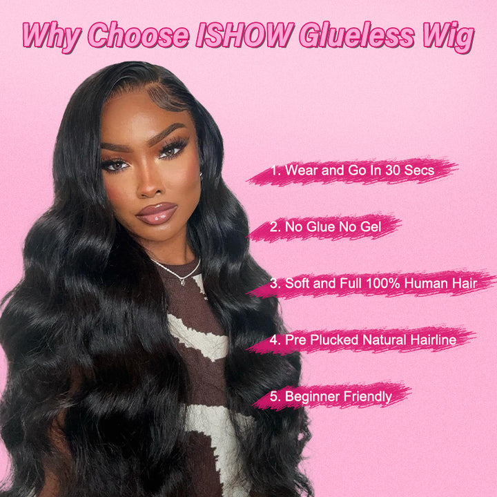 Ishow Layered Cut Glueless Straight And Body Wave Wig 5x5 Lace Closure And 13x4 Lace Front Pre-Everything Human Hair Wigs