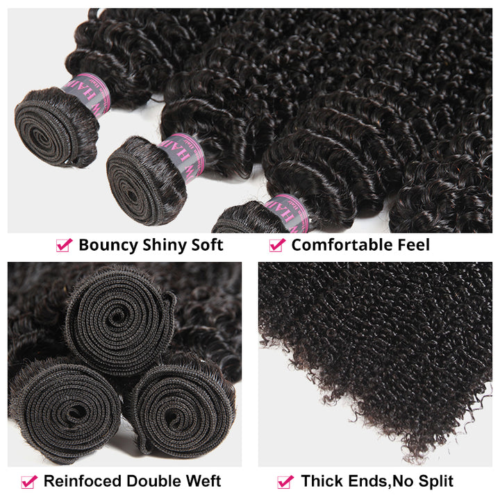 Ishow Hair Virgin Peruvian Curly Hair Weave 3 Bundles Natural Color