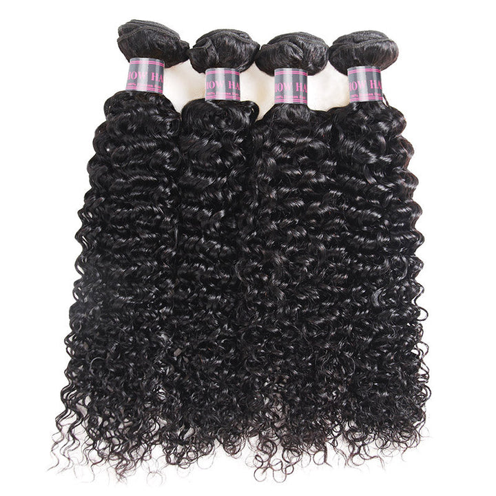 Ishow Hair Brazilian Curly Hair Weave 4 Bundles With 4x4 Lace Closure - IshowHair