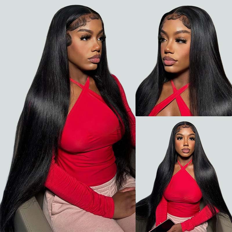 Long HD Undetectable 32" 34" 36" 38" 40" Glueless Human Hair Wigs, 180% Density 13x4 Straight Body Wave Loose Deep Wave Curly Lace Front Wig