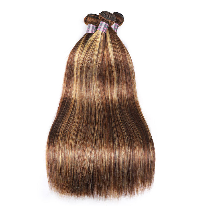 Ishow Beauty P4/27 Honey Blonde Straight Human Hair Weave Bundles With 13x4 Lace Frontal - IshowHair