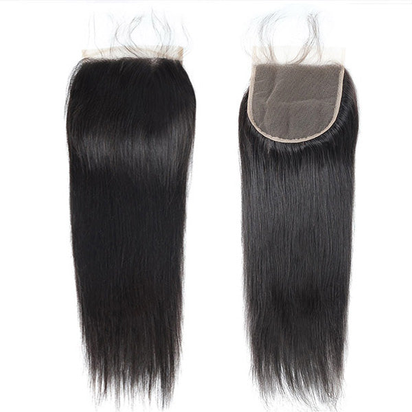 Ishow Hair Straight Human Hair Bundles With Closure Brazilian Hair 4 Bundles with 5x5 Lace Closure