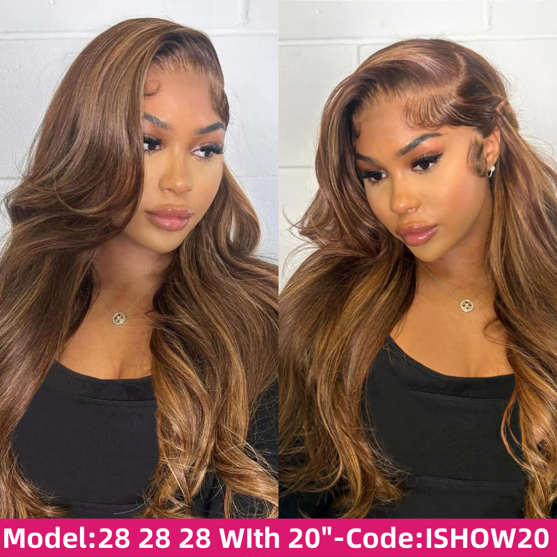 Model Showcasing Ishow Hair Honey Blonde Body Wave Wig With Closure