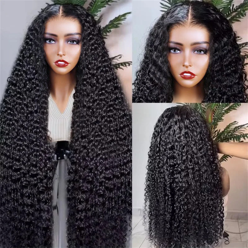 Long Curly Black Wig On Mannequin With Defined Curls and Natural Look