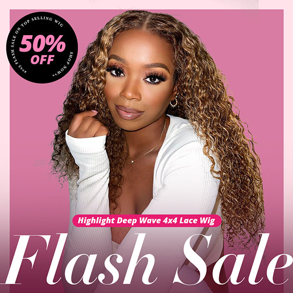 Ishow Flash Sale Highlight Deep Wave 4X4 Lace Closure Wigs 50% Off