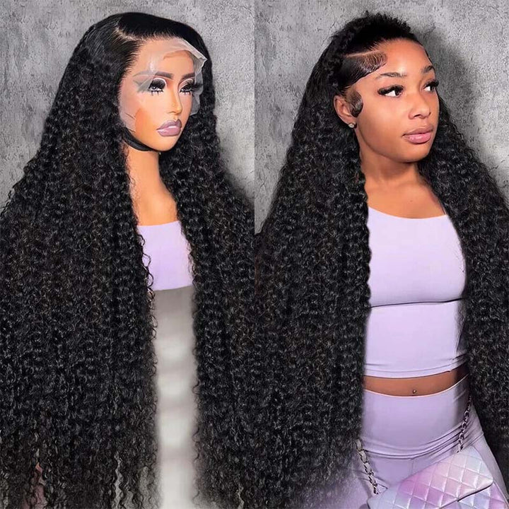 Long HD Undetectable 32" 34" 36" 38" 40" Glueless Human Hair Wigs, 180% Density 13x4 Straight Body Wave Loose Deep Wave Curly Lace Front Wig