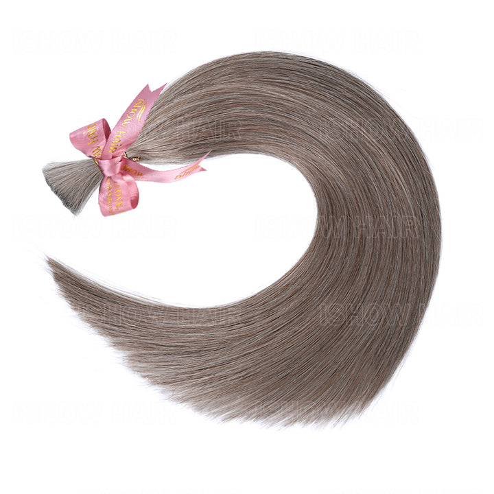 Ishow Straight Human Hair Bulk For Braiding #18 Dark Ash Platinum Premium 100% Unprocessed Raw Hair