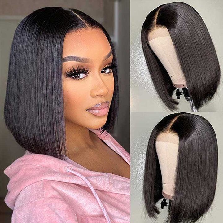 Lace Front Bob Human Hair Wig Under $100 Glueless HD Transparent Bob Lace Human Hair Wig