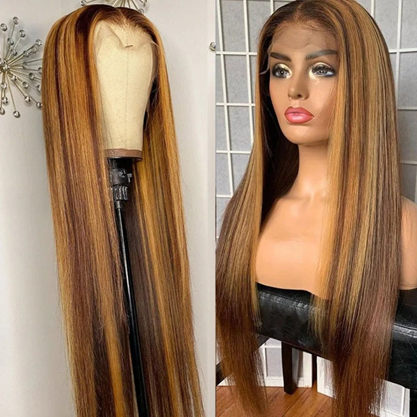 Ishow Black Friday 50% Off Deal P4/27 Highlighted Honey Blonde Straight Lace Part Wig