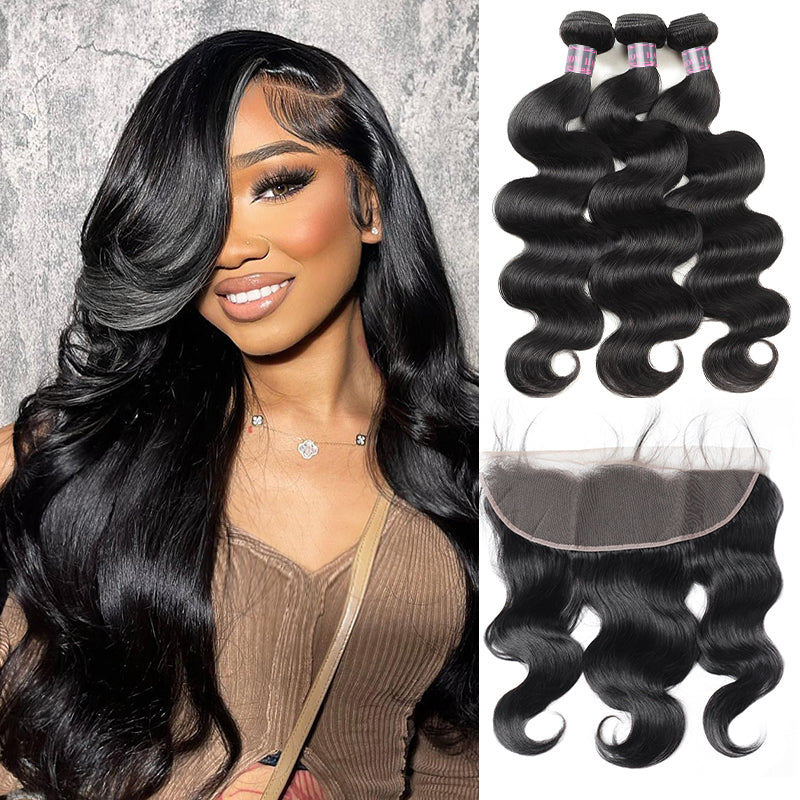 Virgin Hair Bundles With Lace Frontal Closure Premium Fullness Ishow Hair