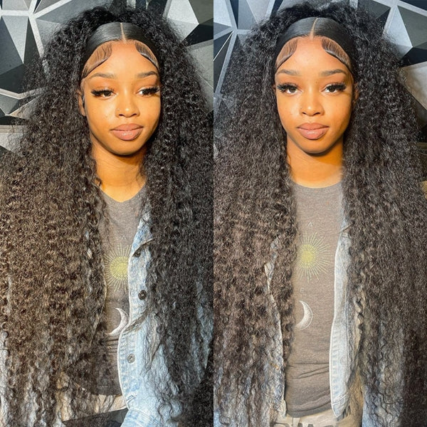 [20"=119]Ishow Kinky Curly Human Hair Wigs 4x4 HD Lace Closure Wig Pre Cut Lace Wig