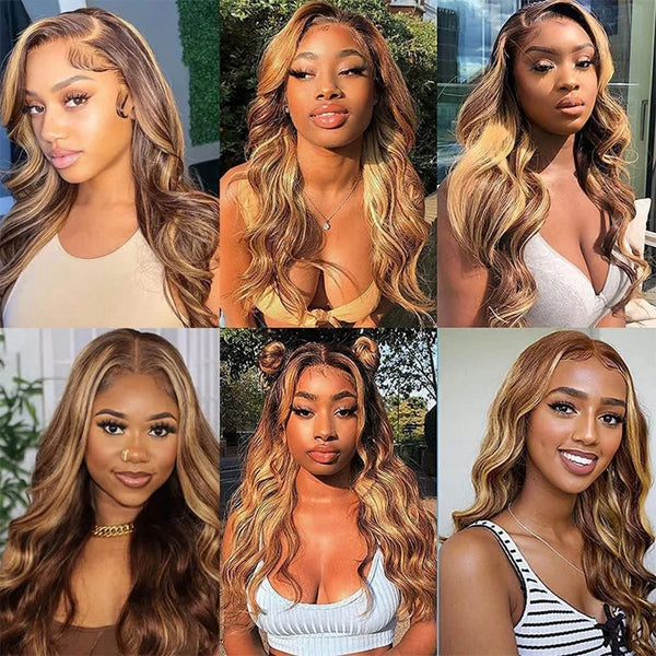 Ishow Buy One Get Second 50% Off Deal P4/27 Highlight Body Wave 13x4 Lace Frontal Wig