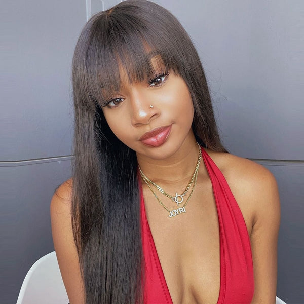 Ishow Flash Sale Ready To Wear Straight Human Hair Wig With Bangs