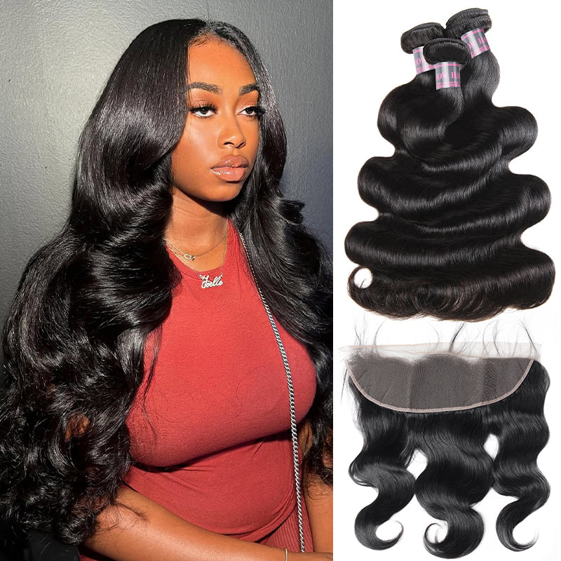 Ishow Virgin Indian Body Wave Hair 3 Bundles with 13x4 Ear To Ear Lace Frontal - IshowHair