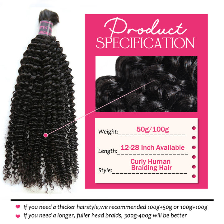 Ishow Bulk Human Hair for Braiding Curly Hair/Deep Wave/Water Wave/Straight Hair/Loose Wave Braiding Hair No Weft Raw Human Hair For Black Women