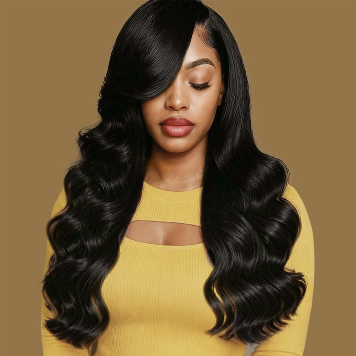 A Women Wearing 12A Grade Hight Quality Body Wave Human Hair Bundle