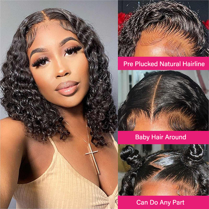 Deep Curly Bob Wig With Pre-Plucked Hairline and Various Styling Options