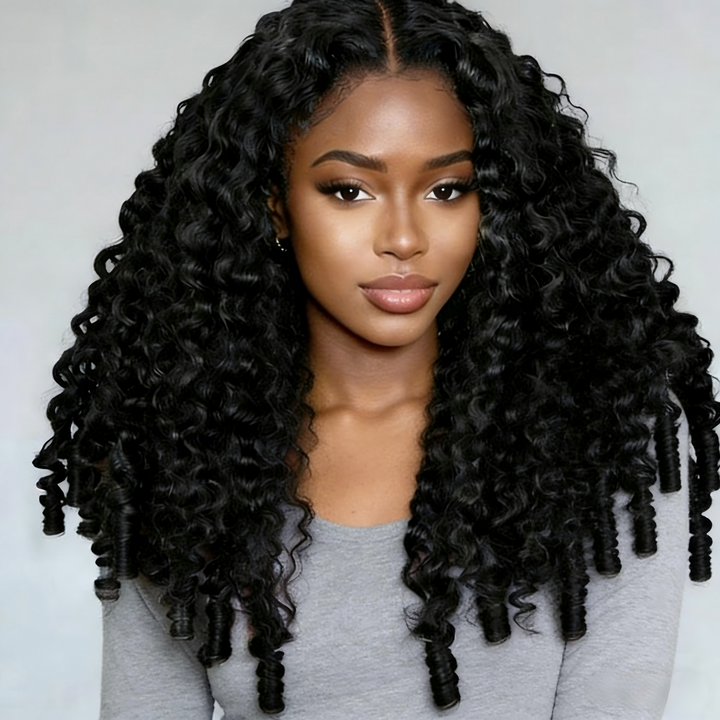A Beautiful Woman Showing Ishow Burmese Curly Wig.