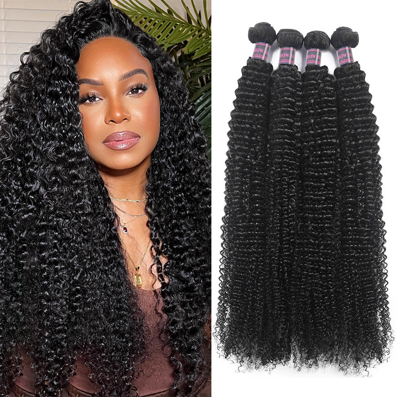 Ishow Indian Curly Hair 4 Bundles Virgin Human Hair Extensions