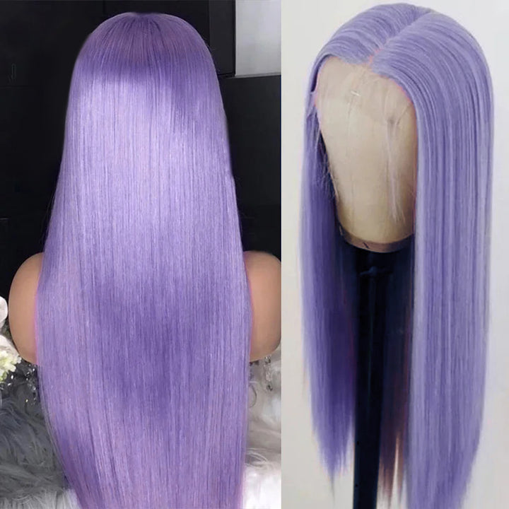 Ishow Purple 13x4 HD Transparent Lace Front Wig Straight Human Hair Wigs For Black Women 4x4 Lace Closure Wig 180% Density