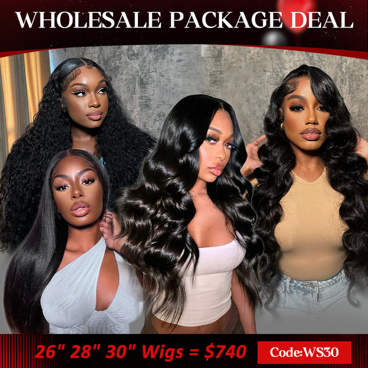 Ishow PPB™ Wholesale Package Deal 5x5 Ready To Wear Wigs Invisible Knots Undetectable HD Lace Closure Wig Human Hair Pre Plucked